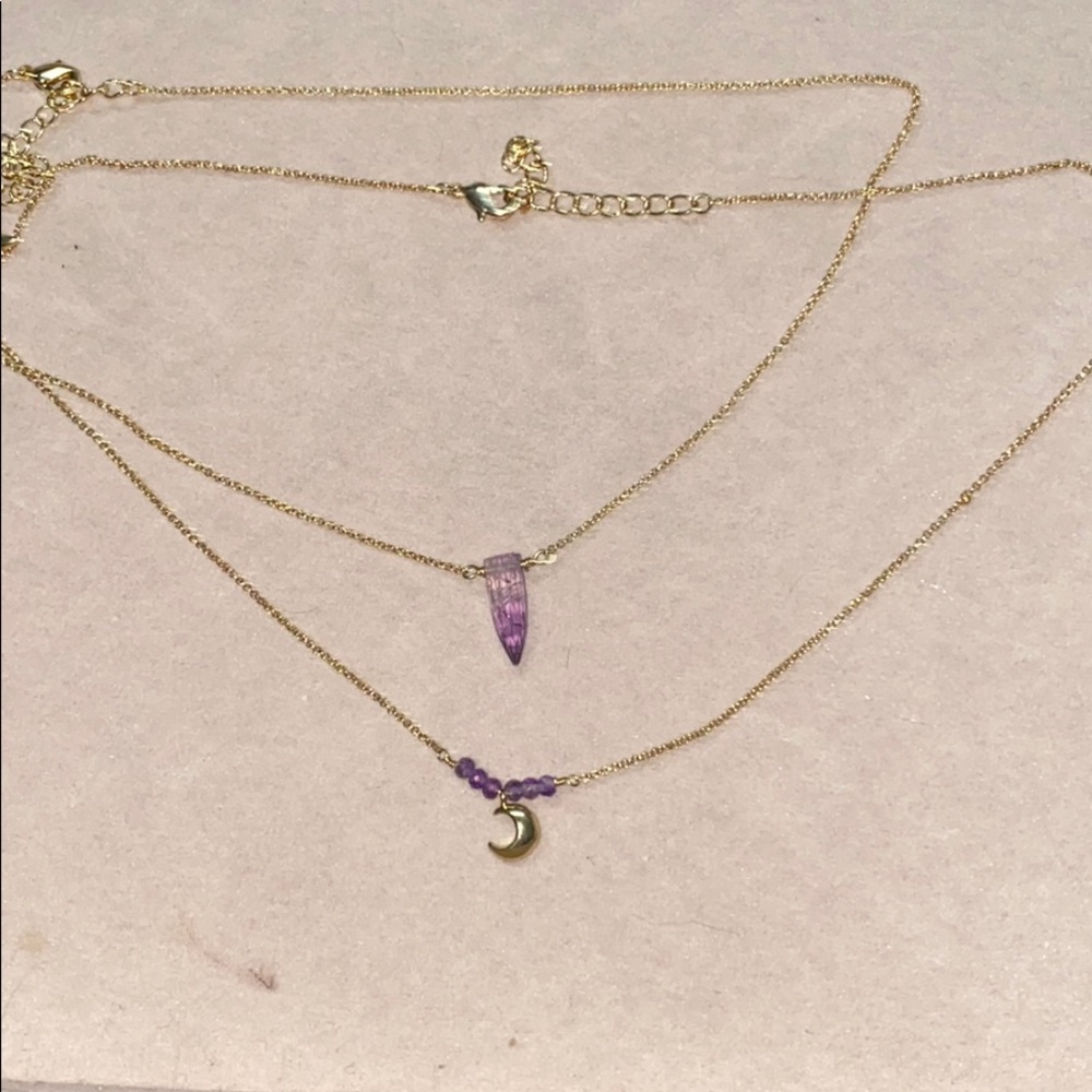 Amethyst/Moon Necklace Set